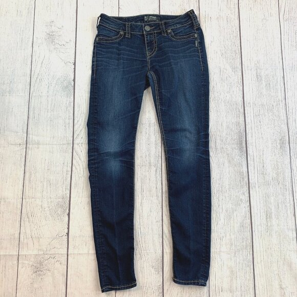 Silver Jeans Suki sz 28 Mid Super Skinny Dark Wash Inseam 30.5" - Picture 1 of 13